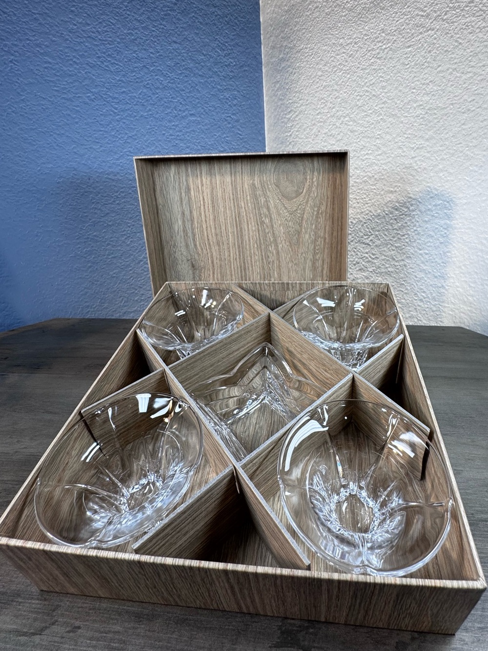 Vintage Hoya Japan 5 Pc Serving Set Original Box NOS Mid Century Glass